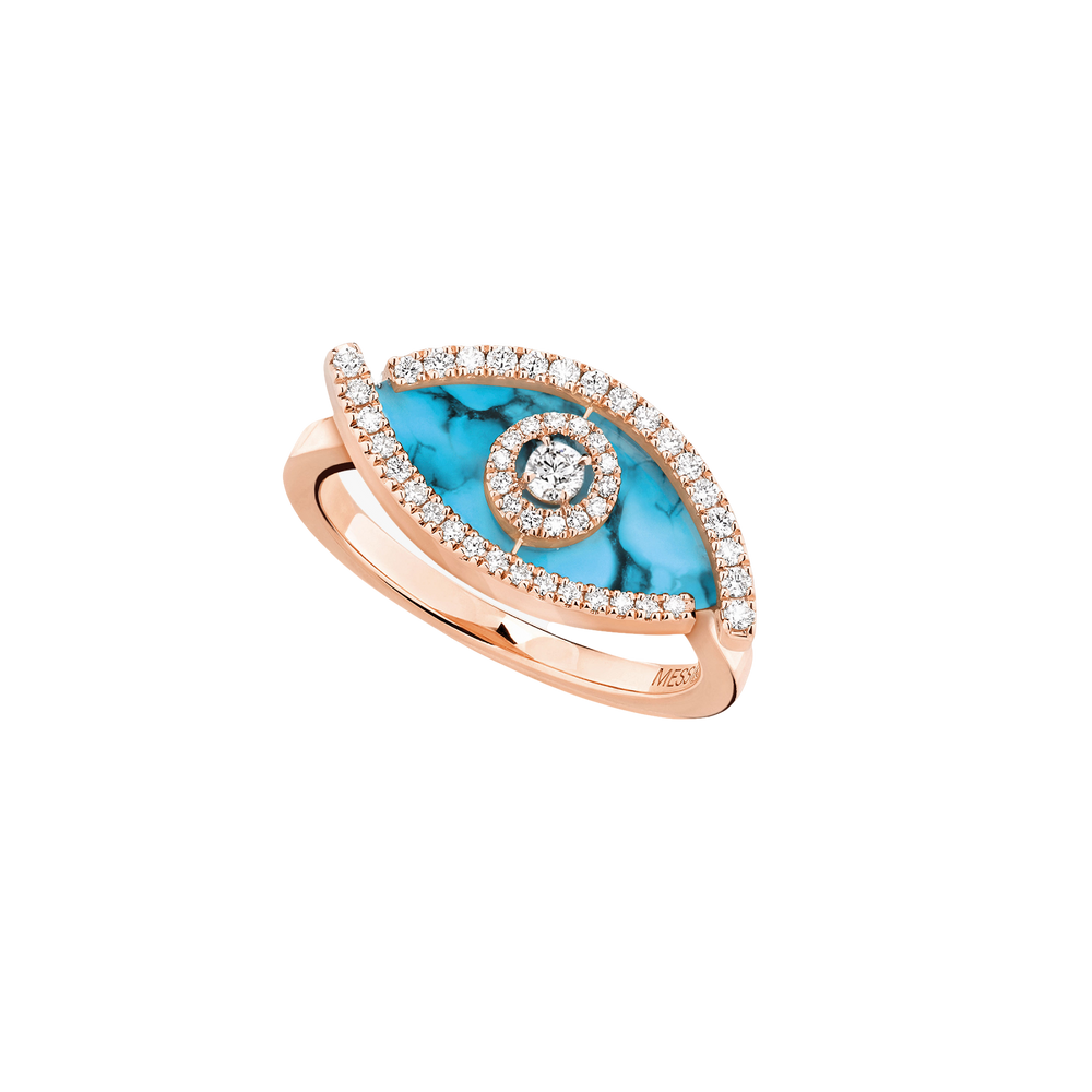 Bague Diamant Or Rose Lucky Eye Turquoise