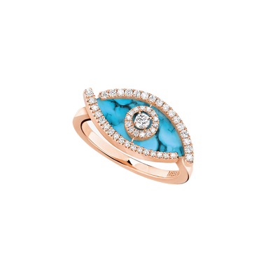 Bague Diamant Or Rose Lucky Eye Turquoise