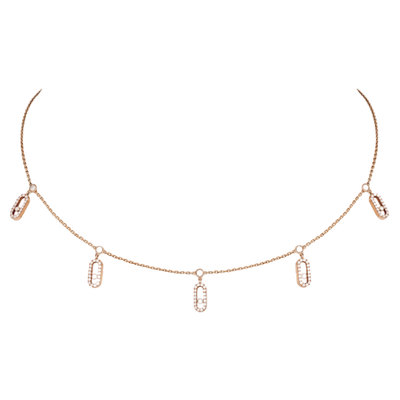 Collier Diamant Or Rose Choker Move Uno Pampille Pavé