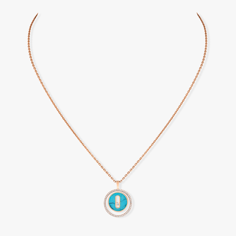 Collier Diamant Or Rose Collier Lucky Move PM Turquoise