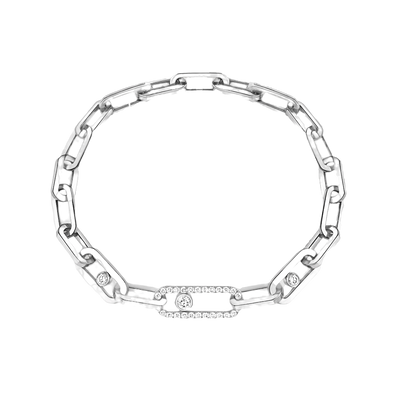 White Gold Diamond Bracelet Move Link