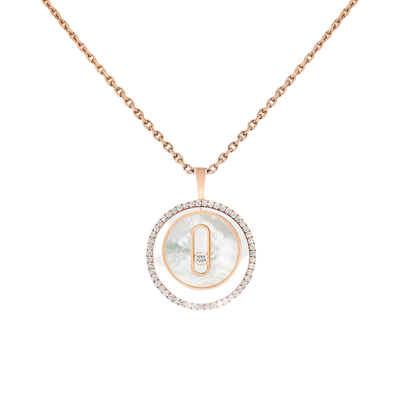 Pink Gold Diamond Necklace White Mother-of-Pearl Lucky Move SM Necklace