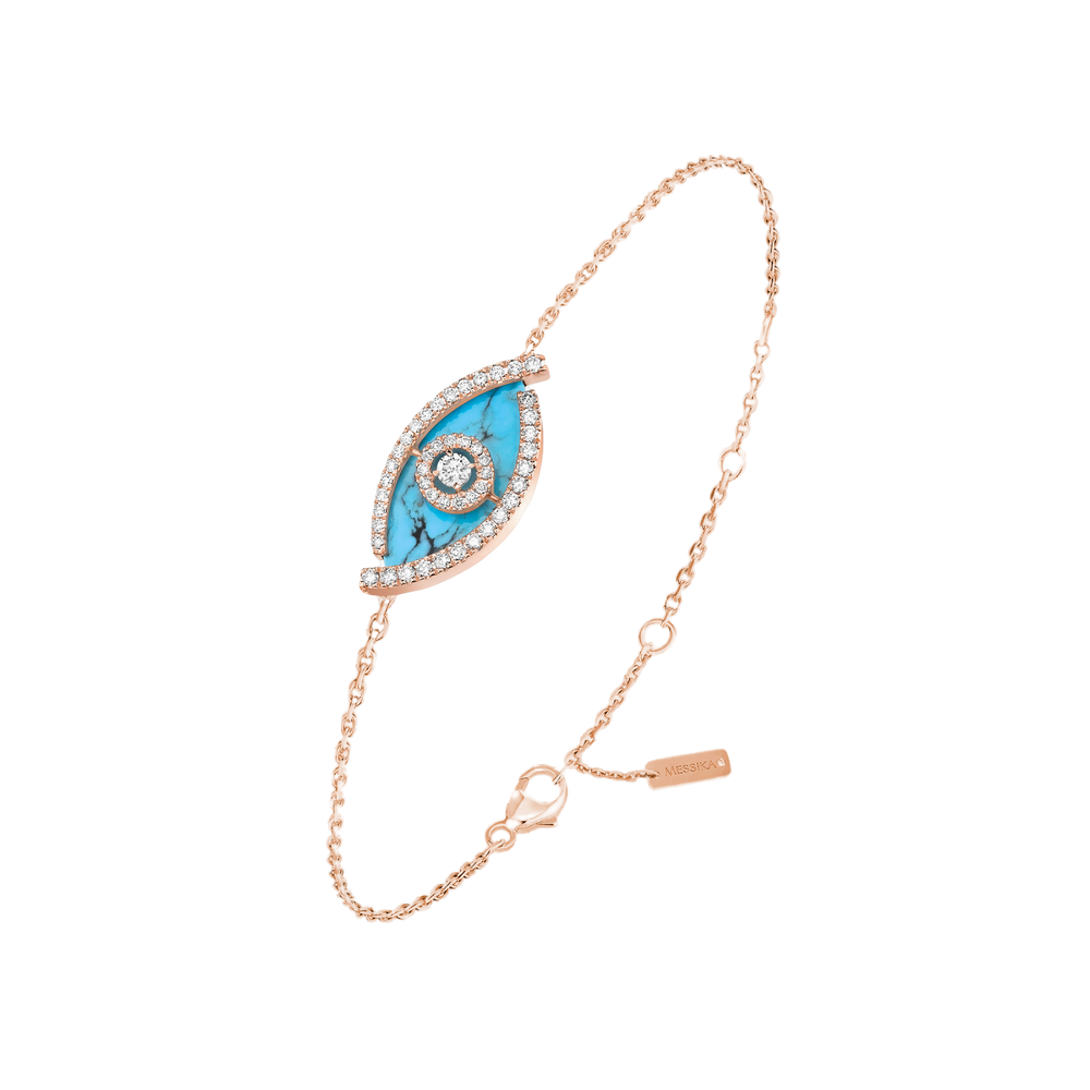 Bracelet Diamant Or Rose Lucky Eye Turquoise