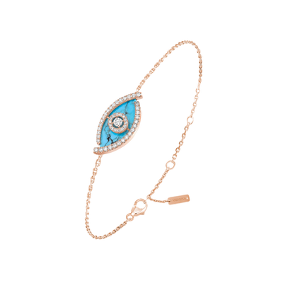 Bracelet Diamant Or Rose Lucky Eye Turquoise