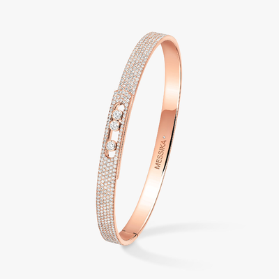 Pink Gold Diamond Bracelet Move Noa SM Full Pavé Bangle
