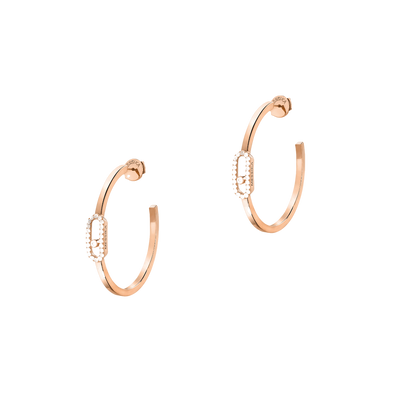 Pink Gold Diamond Earrings Move Uno Small Hoop Earrings