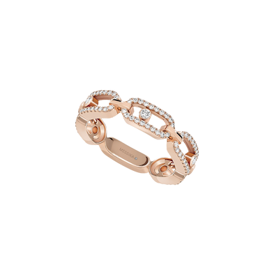 Pink Gold Diamond Ring Move Link Multi Pavée