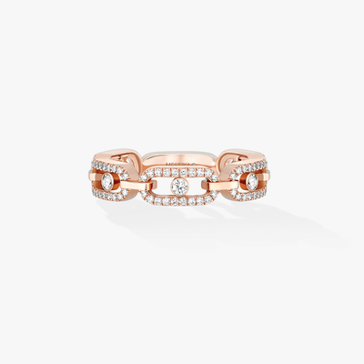 Pink Gold Diamond Ring Move Link Multi Pavée
