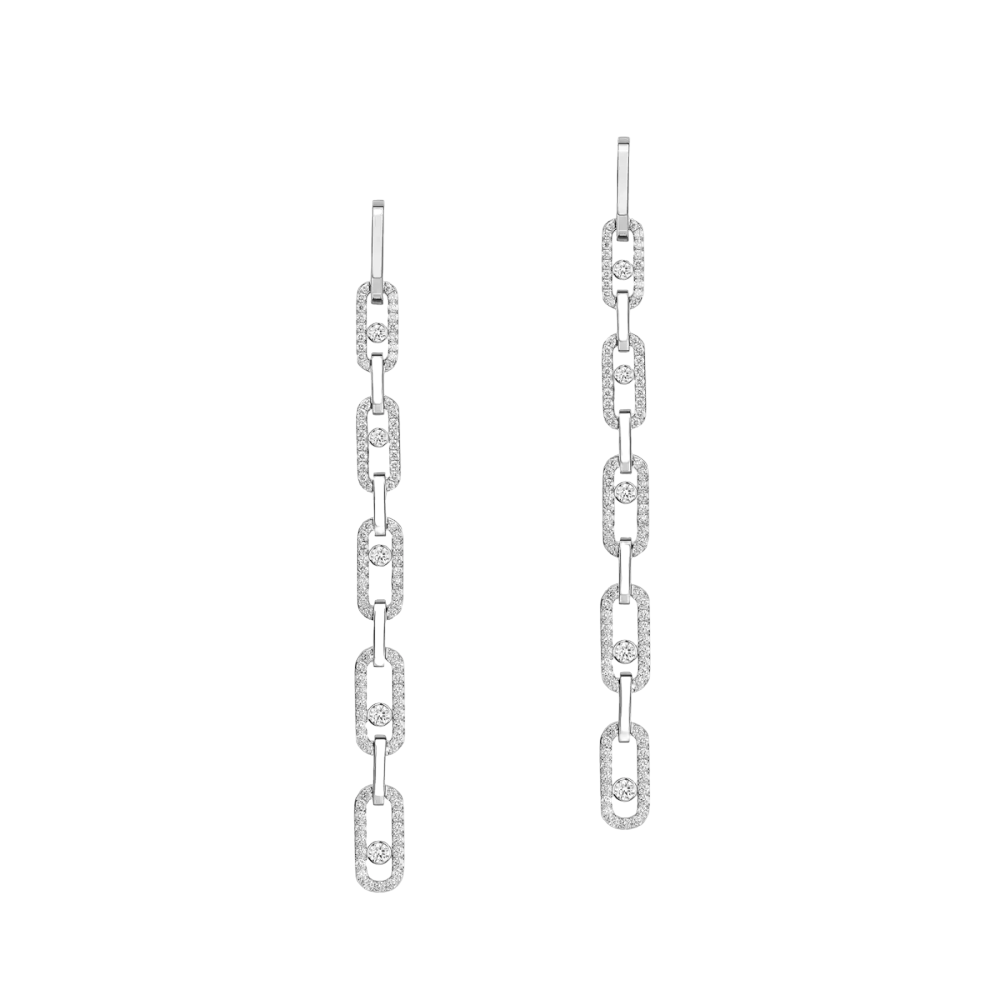 Boucles d'oreilles pendantes Move Link Boucles d'oreilles Diamant Or Blanc