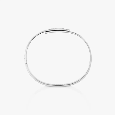 Bangle Move Noa Ciselé Semi-Pavé Grandes Tailles Bracelet Diamant Or Blanc