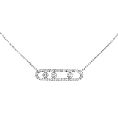 White Gold Diamond Necklace Move Pavé