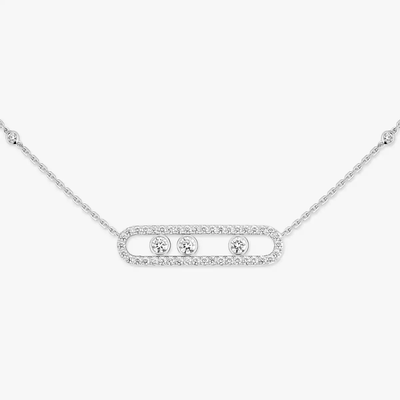Move Pavé White Gold Diamond Necklace