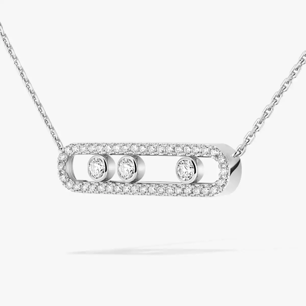 Move Pavé White Gold Diamond Necklace