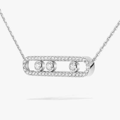 Move Pavé White Gold Diamond Necklace