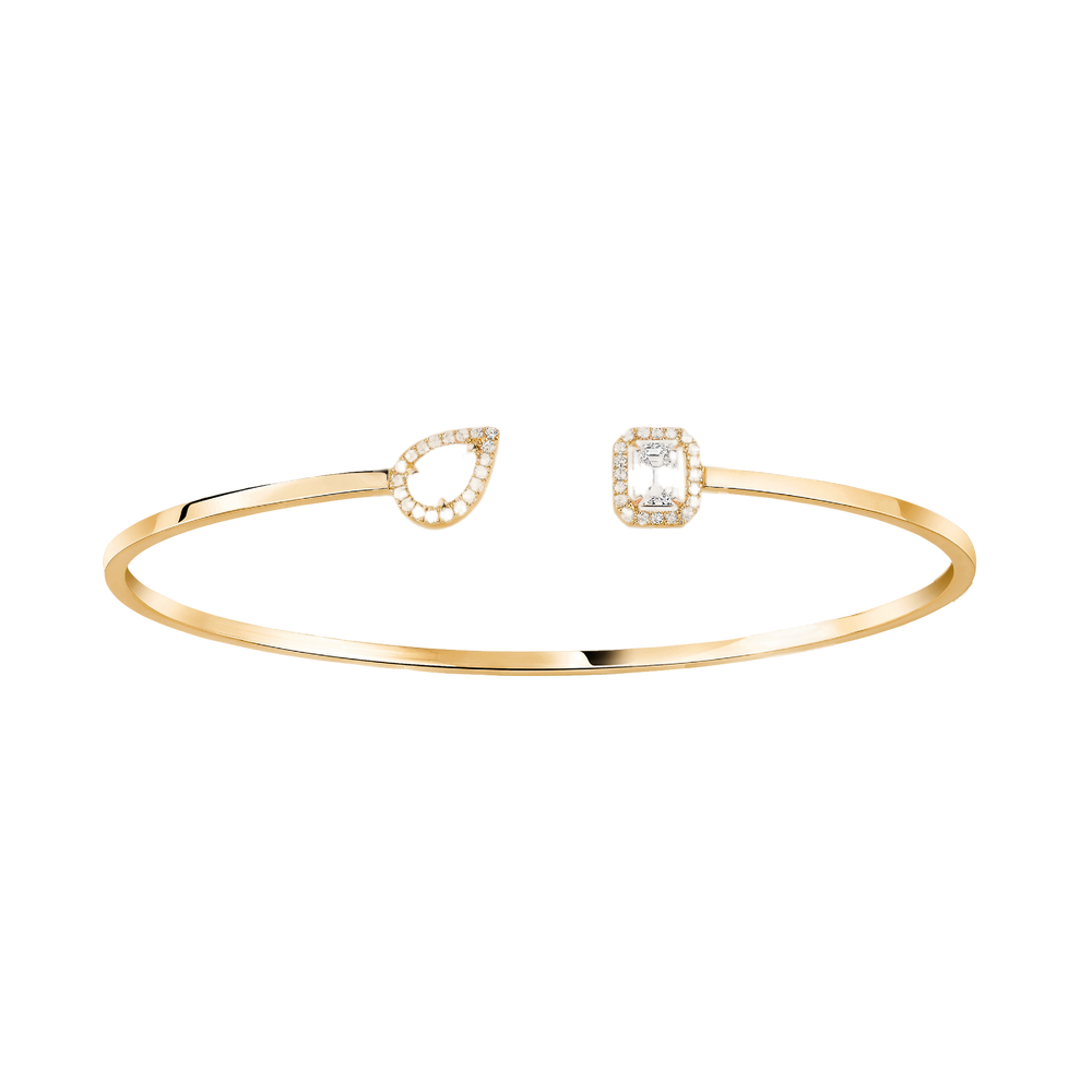 My Twin Toi & Moi Thin Bangle 0.15ct x2 Yellow Gold Diamond Bracelet