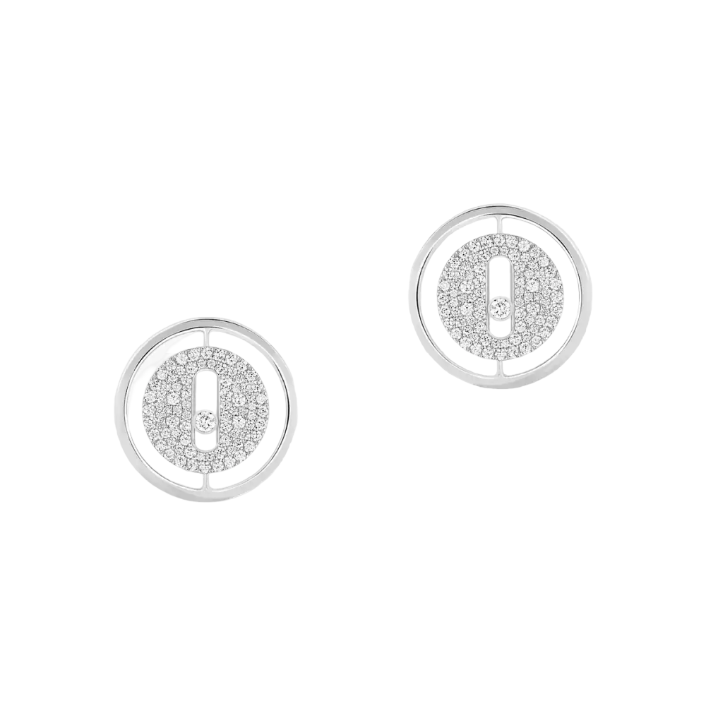 Puces Pavées Lucky Move Boucles d'oreilles Diamant Or Blanc