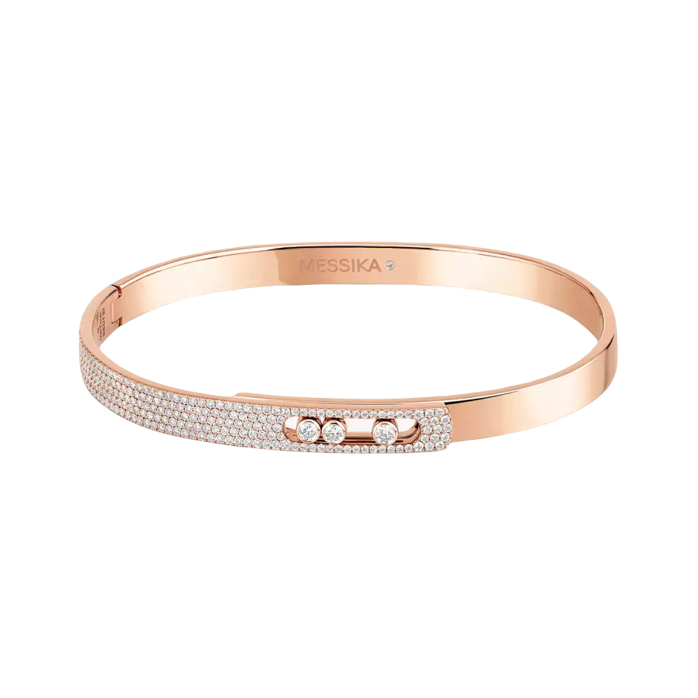 Bangle Move Noa PM Semi Pavé Bracelet Diamant Or Rose