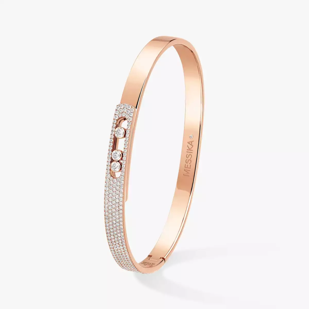 Bangle Move Noa PM Semi Pavé Bracelet Diamant Or Rose