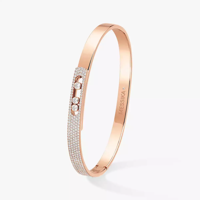 Bangle Move Noa PM Semi Pavé Bracelet Diamant Or Rose