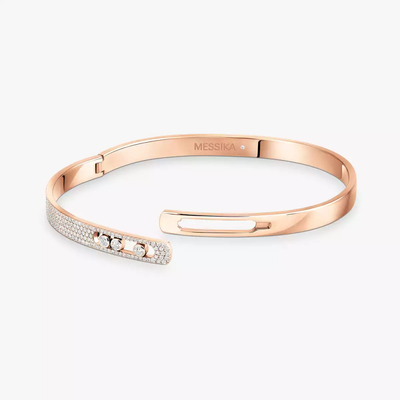 Bangle Move Noa PM Semi Pavé Bracelet Diamant Or Rose
