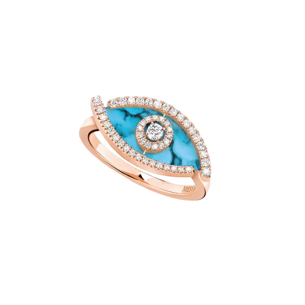Lucky Eye Turquoise Bague Diamant Or Rose