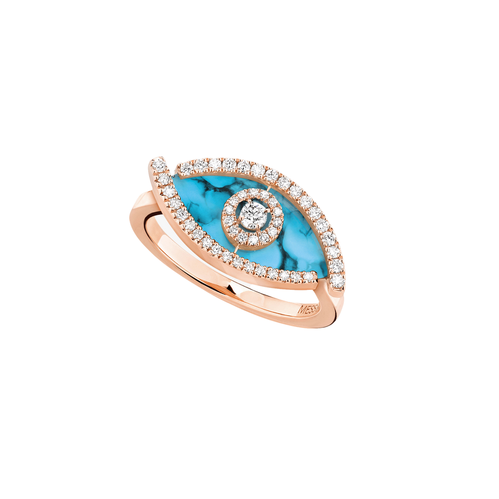 Lucky Eye Turquoise Bague Diamant Or Rose