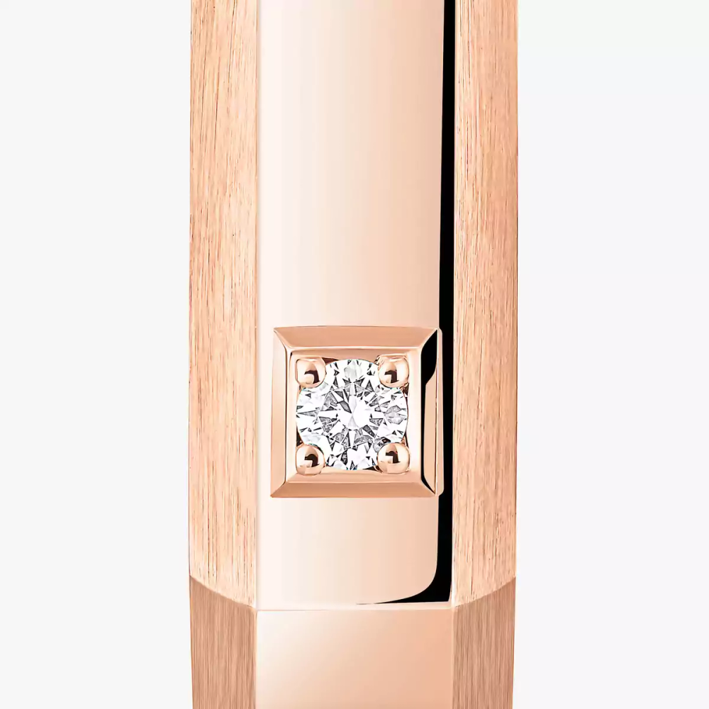 Mono créole Moderniste MM Boucles d'oreilles Diamant Or Rose