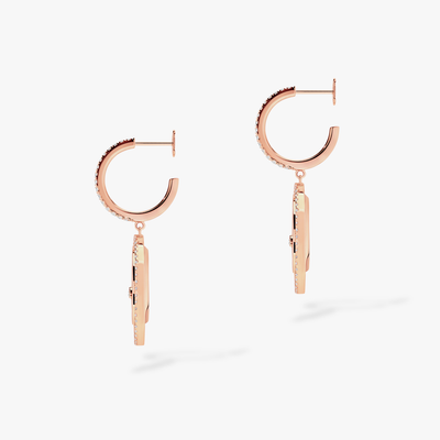 Pink Gold Diamond Earrings Lucky Move SM White Mother-of-Pearl