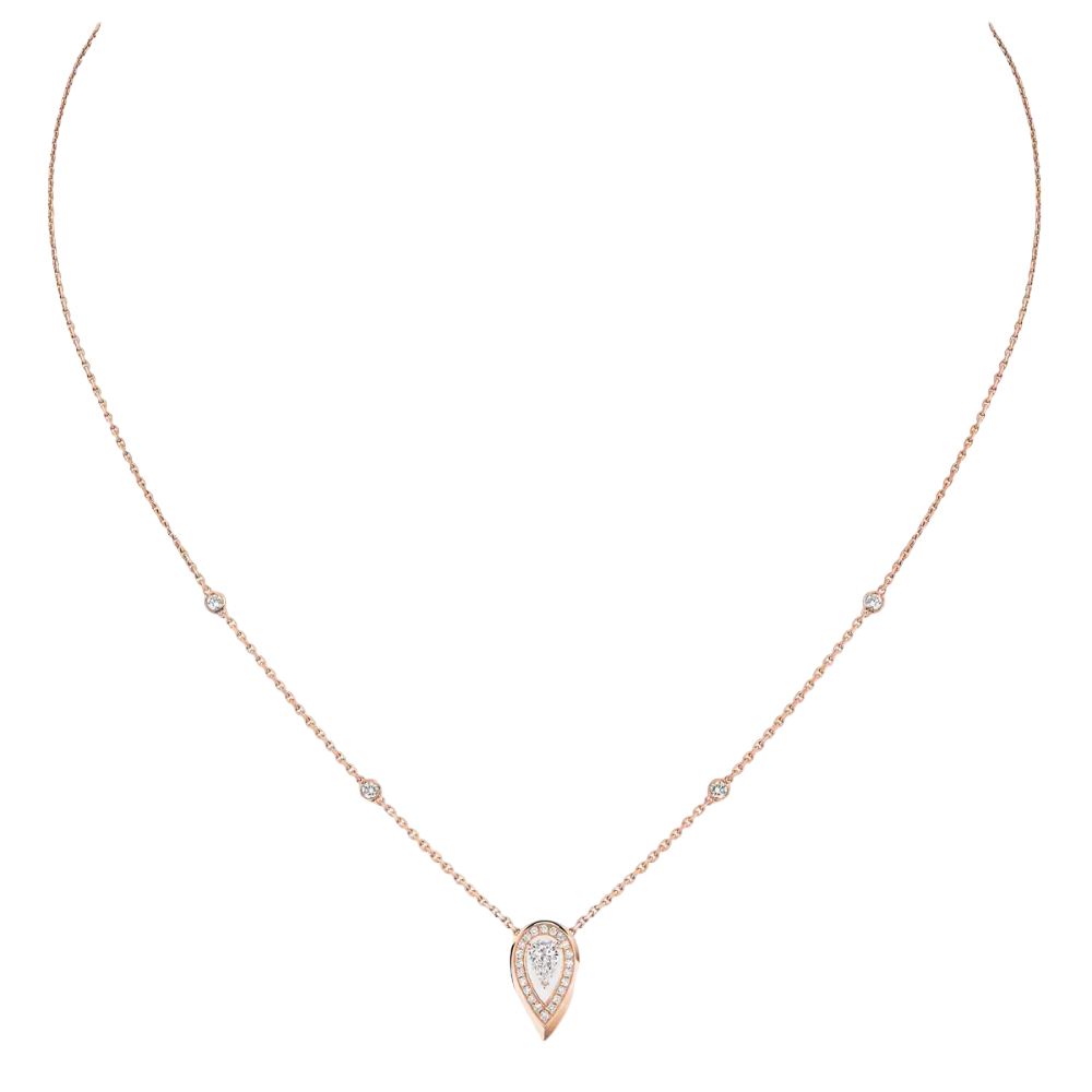 Fiery 0,10ct Collier Diamant Or Rose
