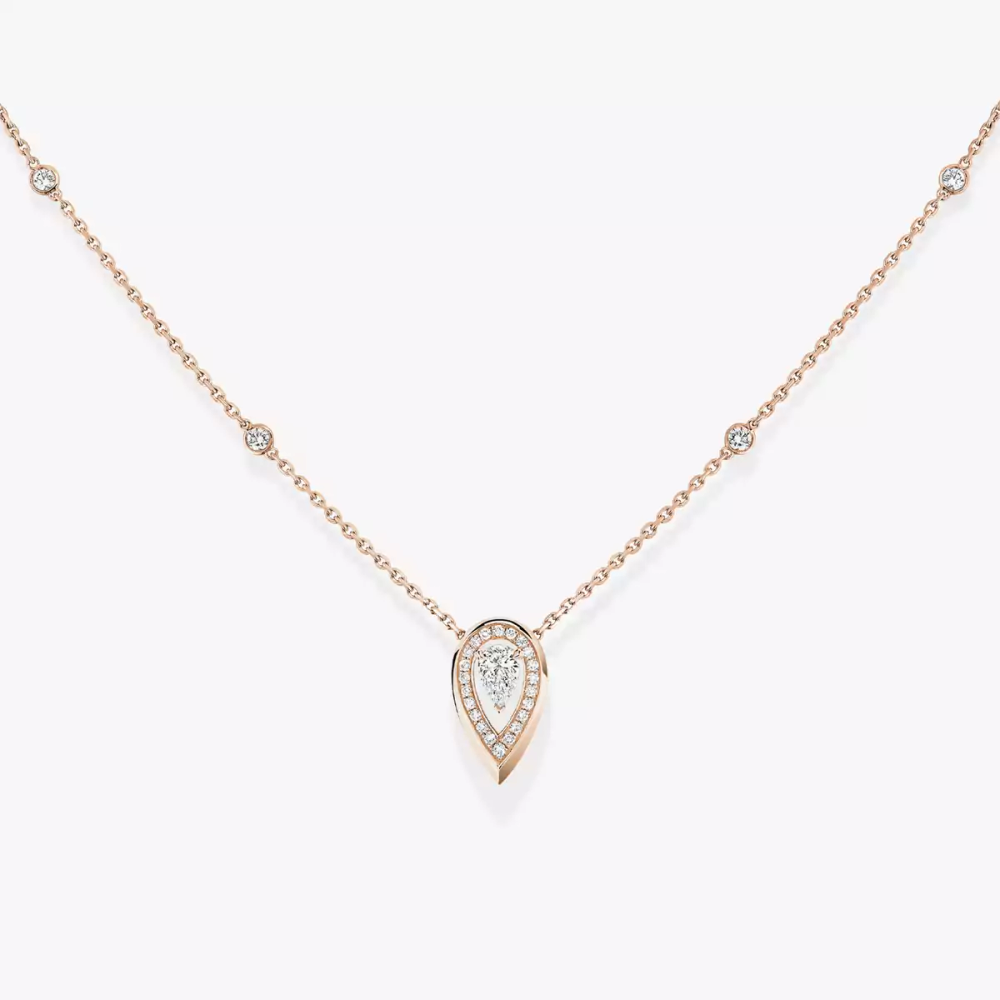 Fiery 0,10ct Collier Diamant Or Rose