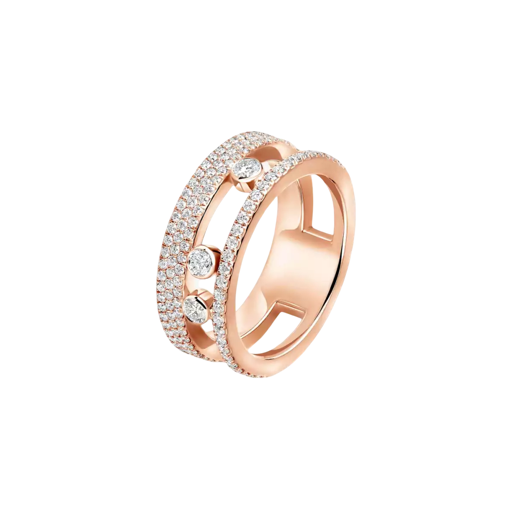 Bague pavée Move Romane Bague Diamant Or Rose