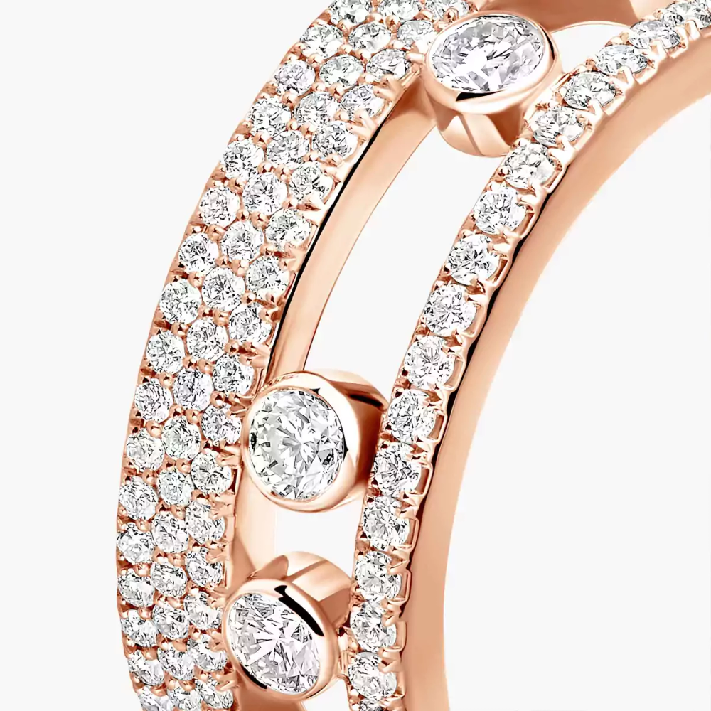 Bague pavée Move Romane Bague Diamant Or Rose