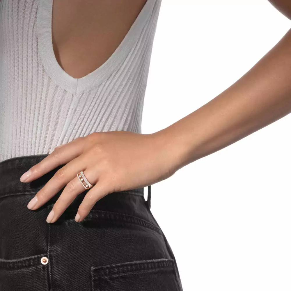 Bague pavée Move Romane Bague Diamant Or Rose