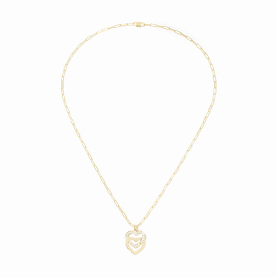 Pendentif Sur Chaîne Double Coeurs Très Grand Modèle