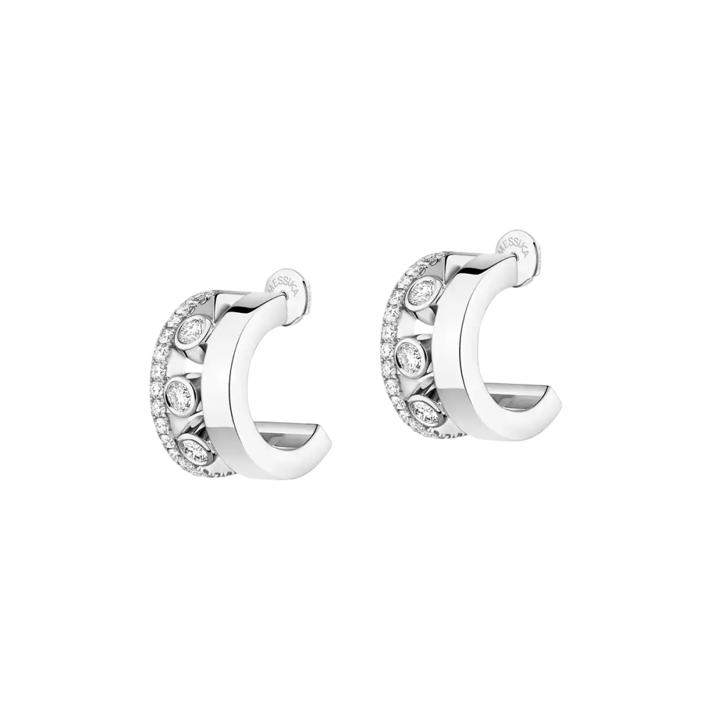 Mini créoles Move Romane Boucles d'oreilles Diamant Or Blanc