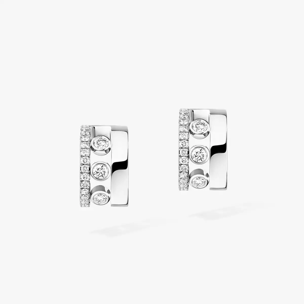 Mini Créoles Move Romane Boucles d'oreilles Diamant Or Blanc
