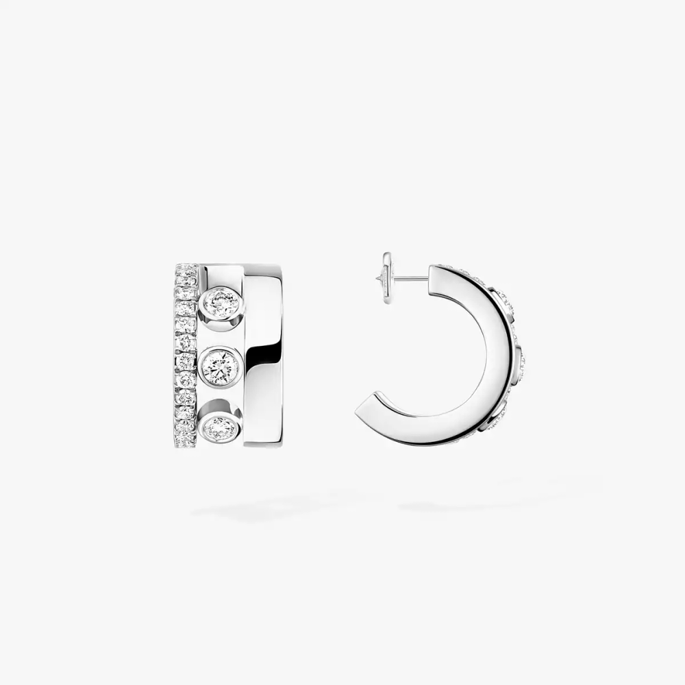 Mini Créoles Move Romane Boucles d'oreilles Diamant Or Blanc