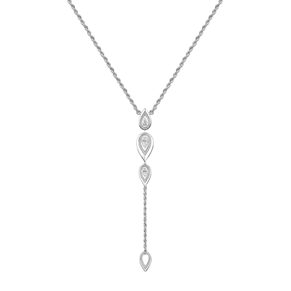 Fiery Cravate Collier Diamant Or Blanc