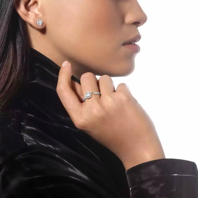 Puce d'Oreille Joy cœur 0,15ct Boucles d'oreilles Diamant Or Blanc