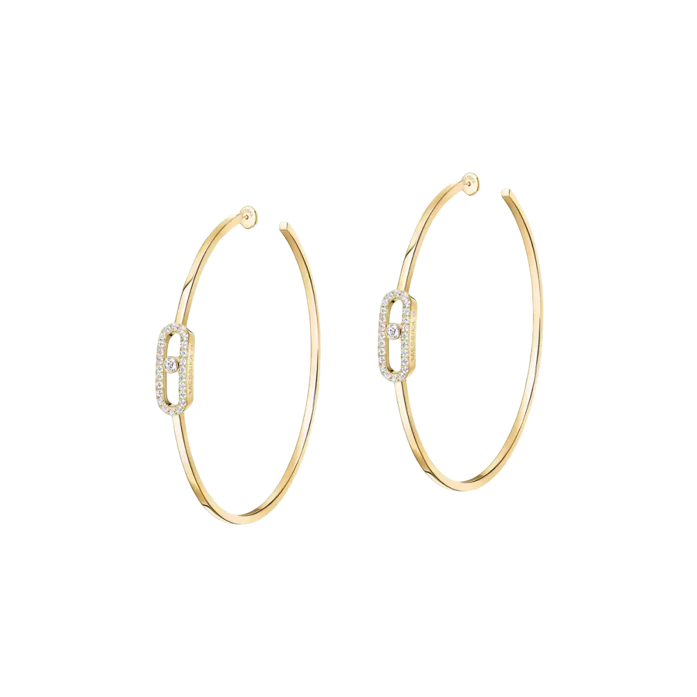 Move Uno Large Hoop Earrings Yellow Gold Diamond Earrings