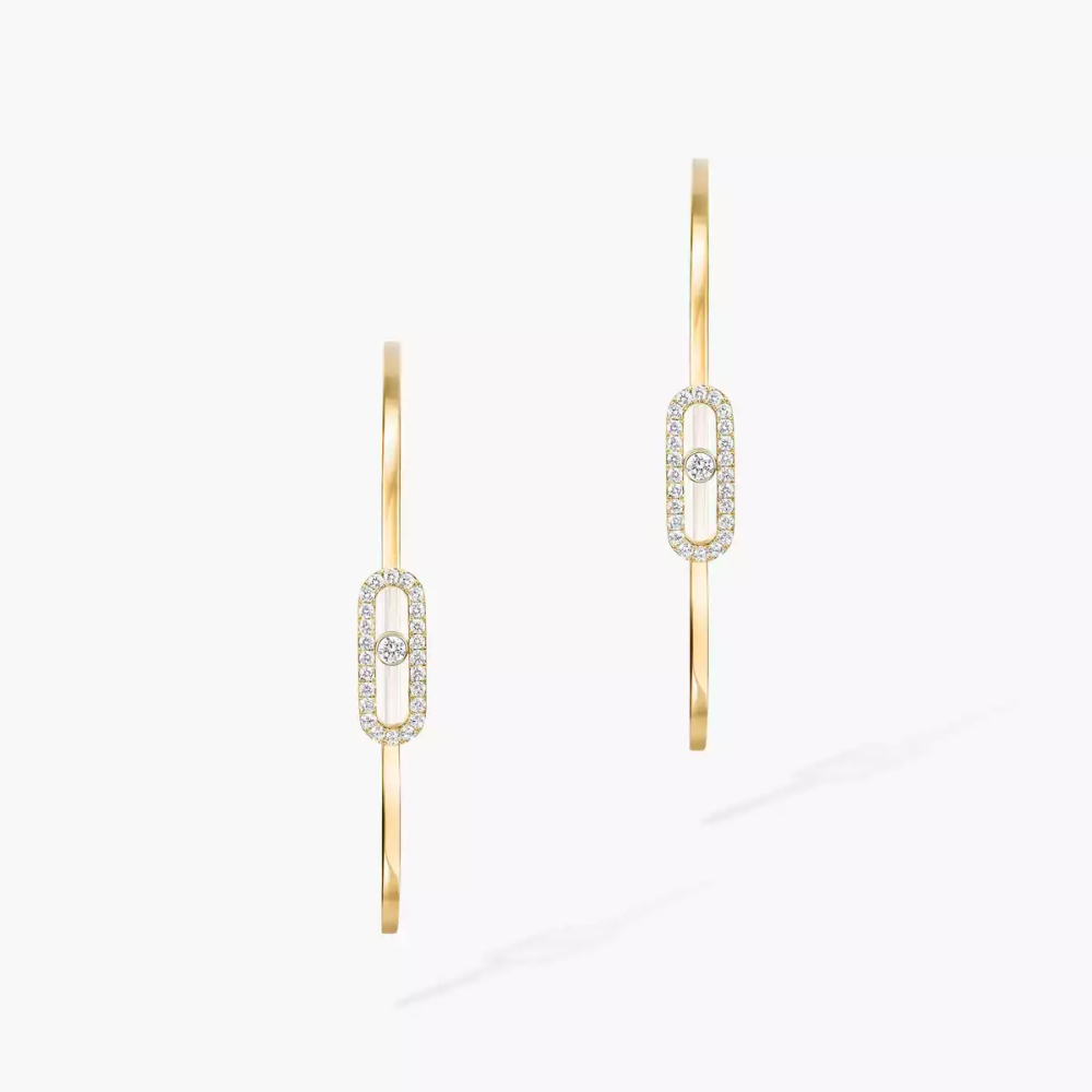 Move Uno Large Hoop Earrings Yellow Gold Diamond Earrings