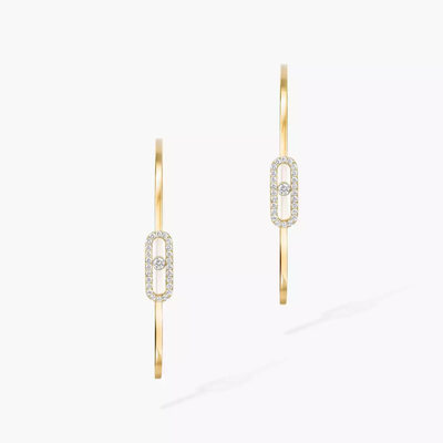 Move Uno Large Hoop Earrings Yellow Gold Diamond Earrings