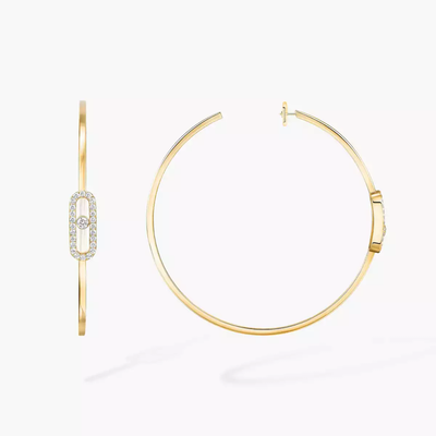 Move Uno Large Hoop Earrings Yellow Gold Diamond Earrings