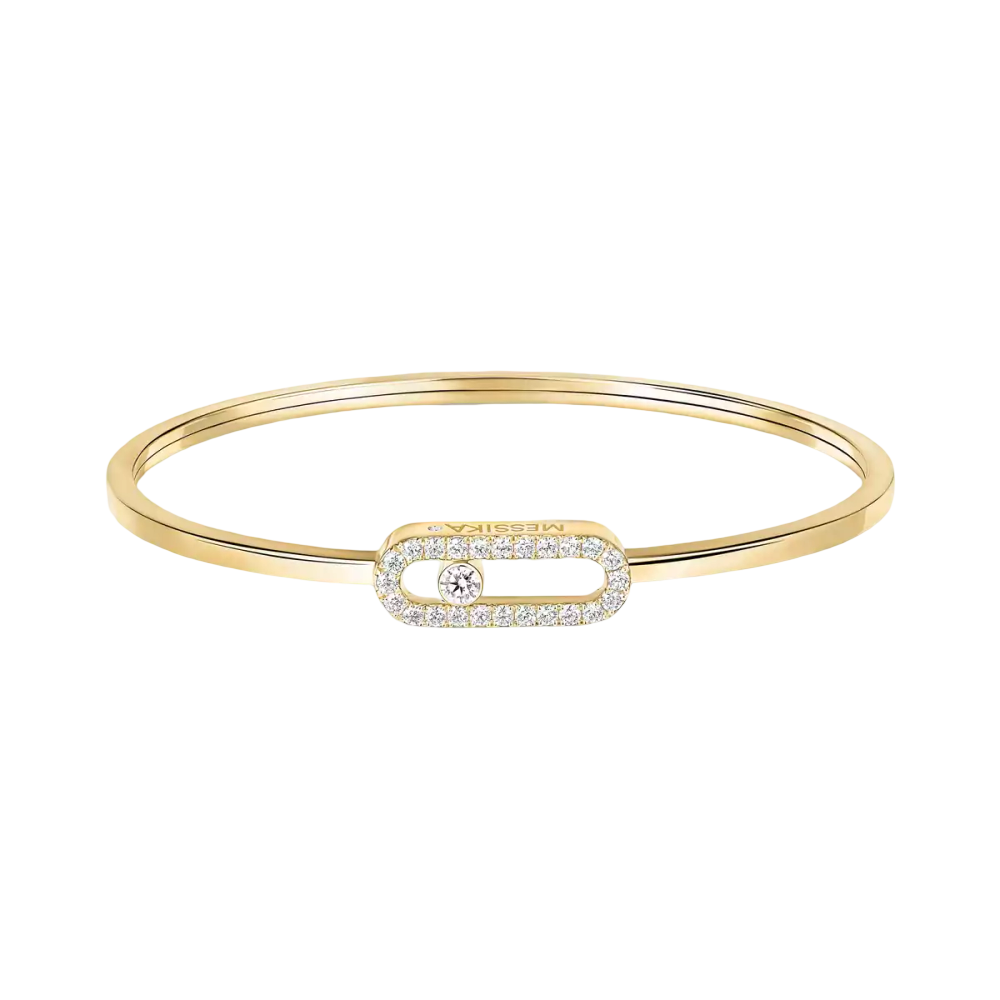 Move Uno Pavé Flex Bangle MM Yellow Gold Diamond Bracelet