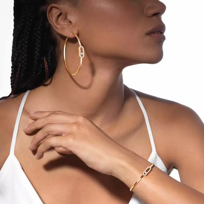 Move Uno Pavé Flex Bangle MM Yellow Gold Diamond Bracelet
