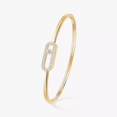Jonc Flex Move Uno Pavé MM Bracelet Diamant Or Jaune
