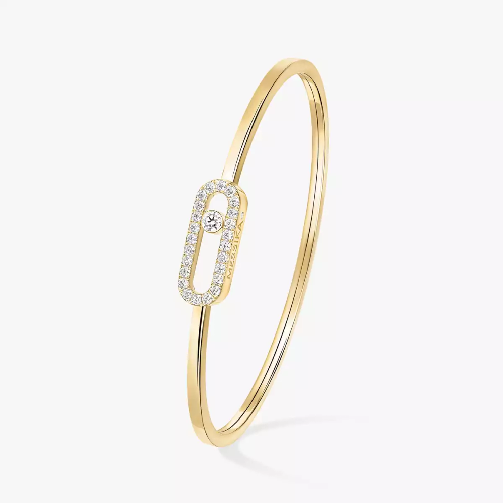 Move Uno Pavé Flex Bangle MM Yellow Gold Diamond Bracelet
