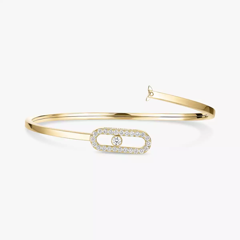 Jonc Flex Move Uno Pavé MM Bracelet Diamant Or Jaune