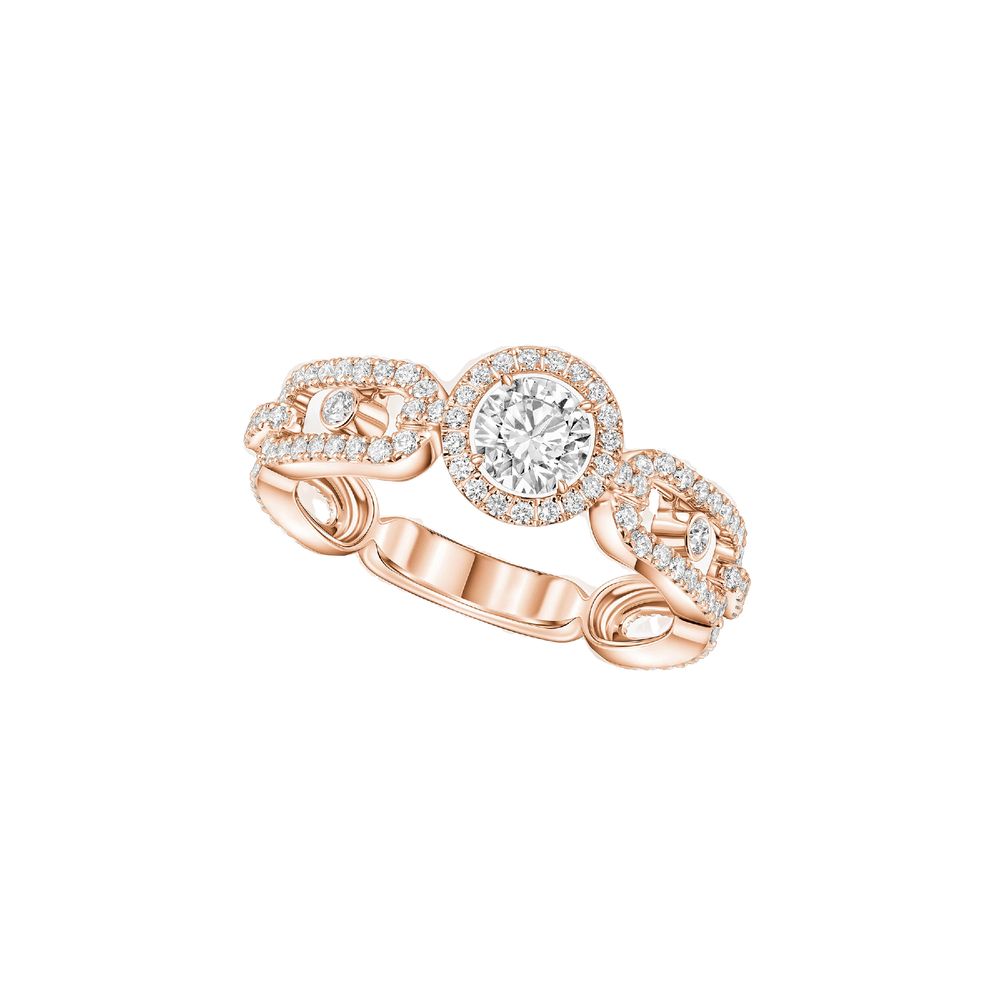 Pink Gold Diamond Ring Move Link Solitaire 0.30ct