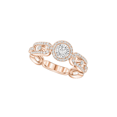 Pink Gold Diamond Ring Move Link Solitaire 0.30ct